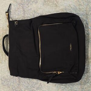 Tumi Black Backpack Or Foldover Travel Bag Black/Gold